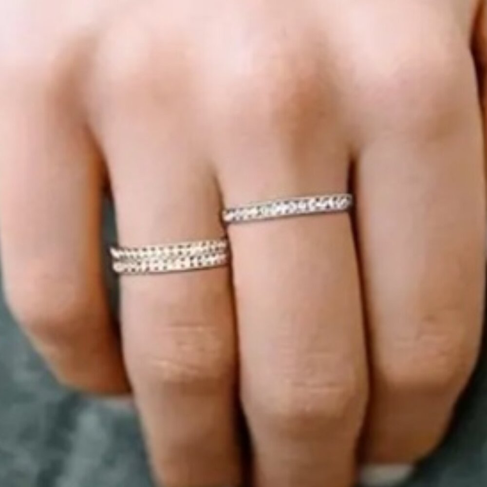 18K Gold Electro Plated Titanium and Lab Created Cubic Zirconia Eternity Band - Picture 3 of 4
